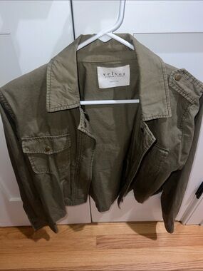 Velvet Military Green Lightweight Jacket